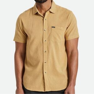 Brixton yellow and orange striped pocket short sleeve button down
